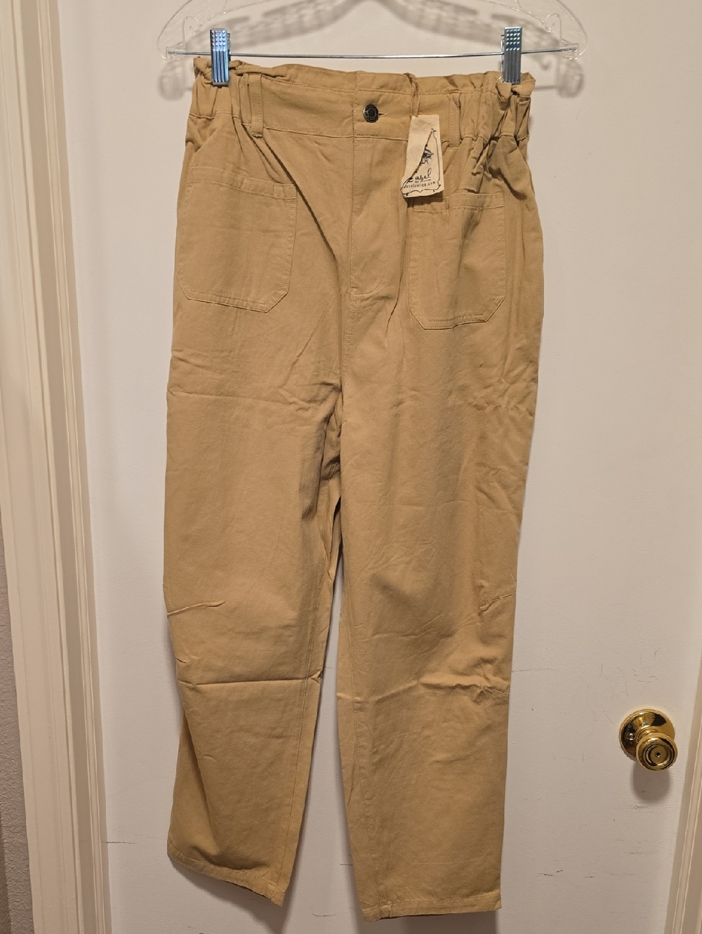 5 Easel High-Rise Straight Leg Pants in Tan